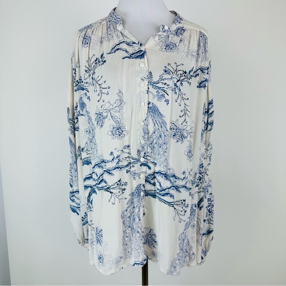 Free People Metallic Blooms Oversized Button Front Top Size XS - Picture 2 of 11